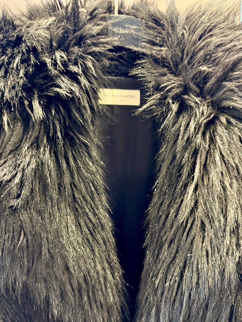 Dries Van Noten Black Faux Fur Long Coat - Small